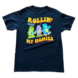 Care Bears Rollin With My Homies Graphic T-Shirt Black Roller Skating Large XL